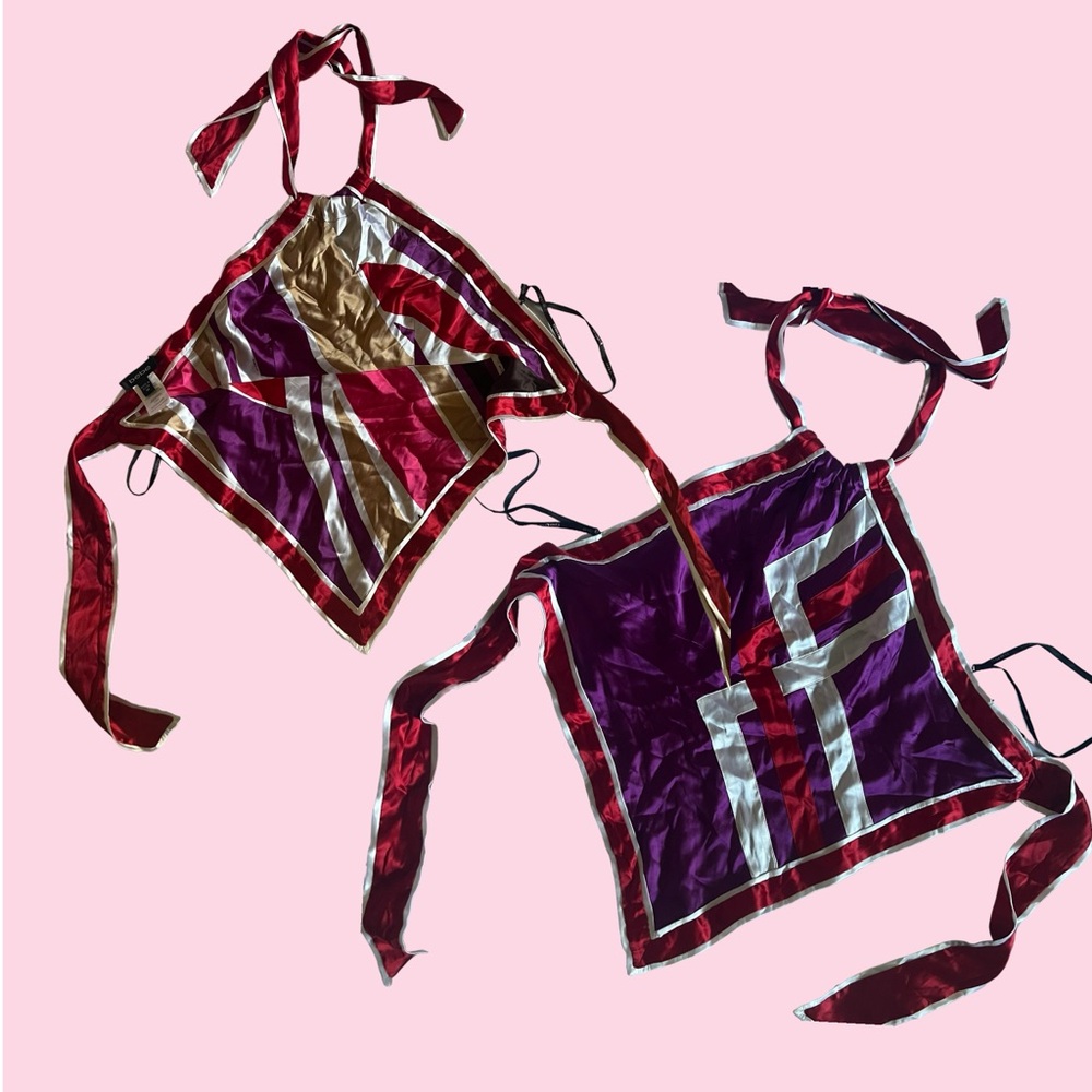 Bebe • Beautiful Y2K REVERSIBLE SILK TOP • size M• colors red, purple, pink• new